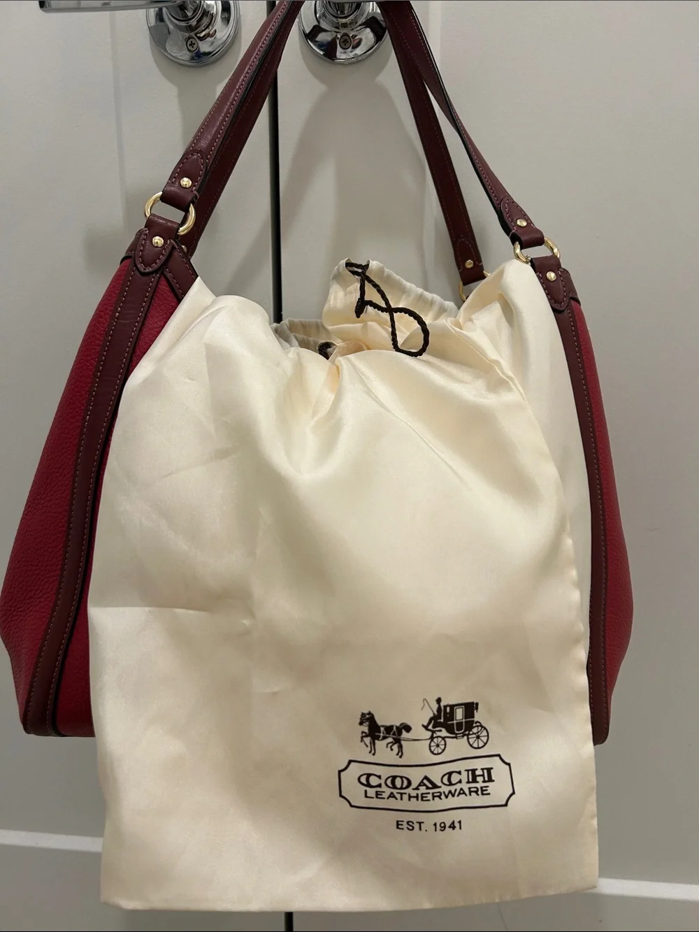 Coach (EUC) Kristy Shoulder Bag in Red Apple Colorblock
